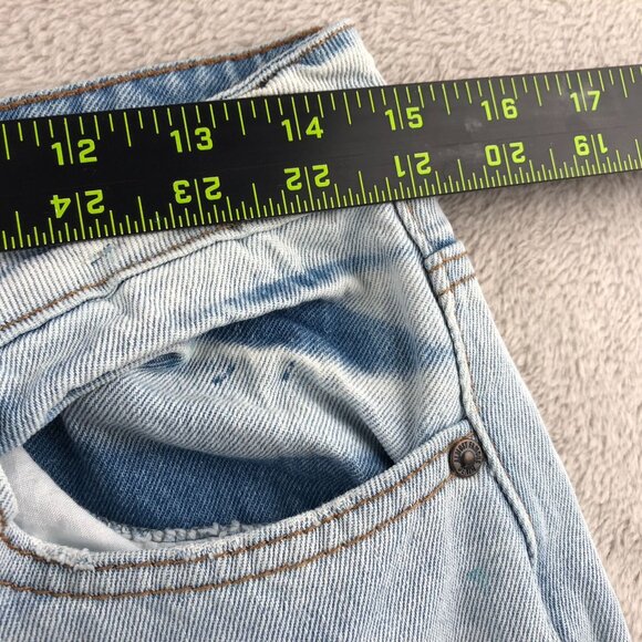 Almost Famous Womens Jeans Size 7 Blue Denim Light Wash Wide Leg Distressed - Picture 4 of 15